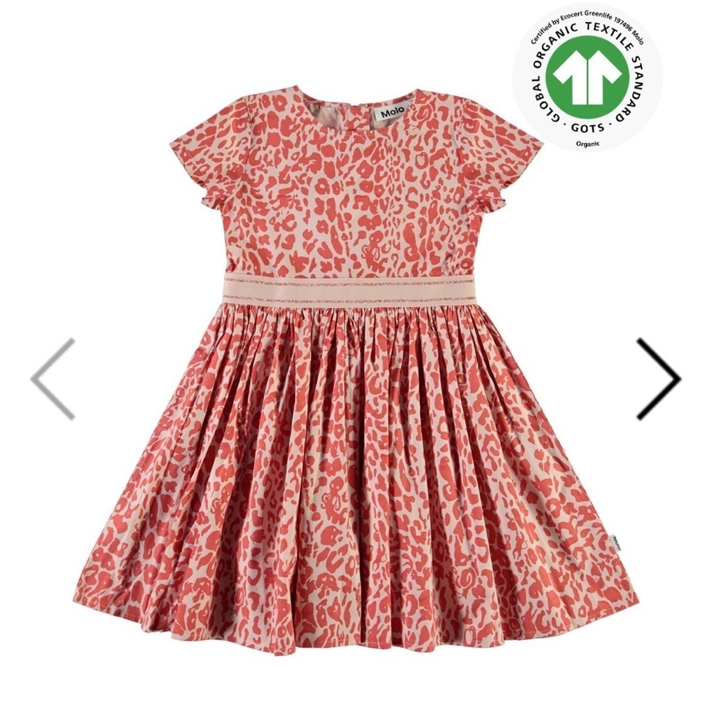 Molo girls Candy Rose Leopard dress in organic cotton. size 16 EUC